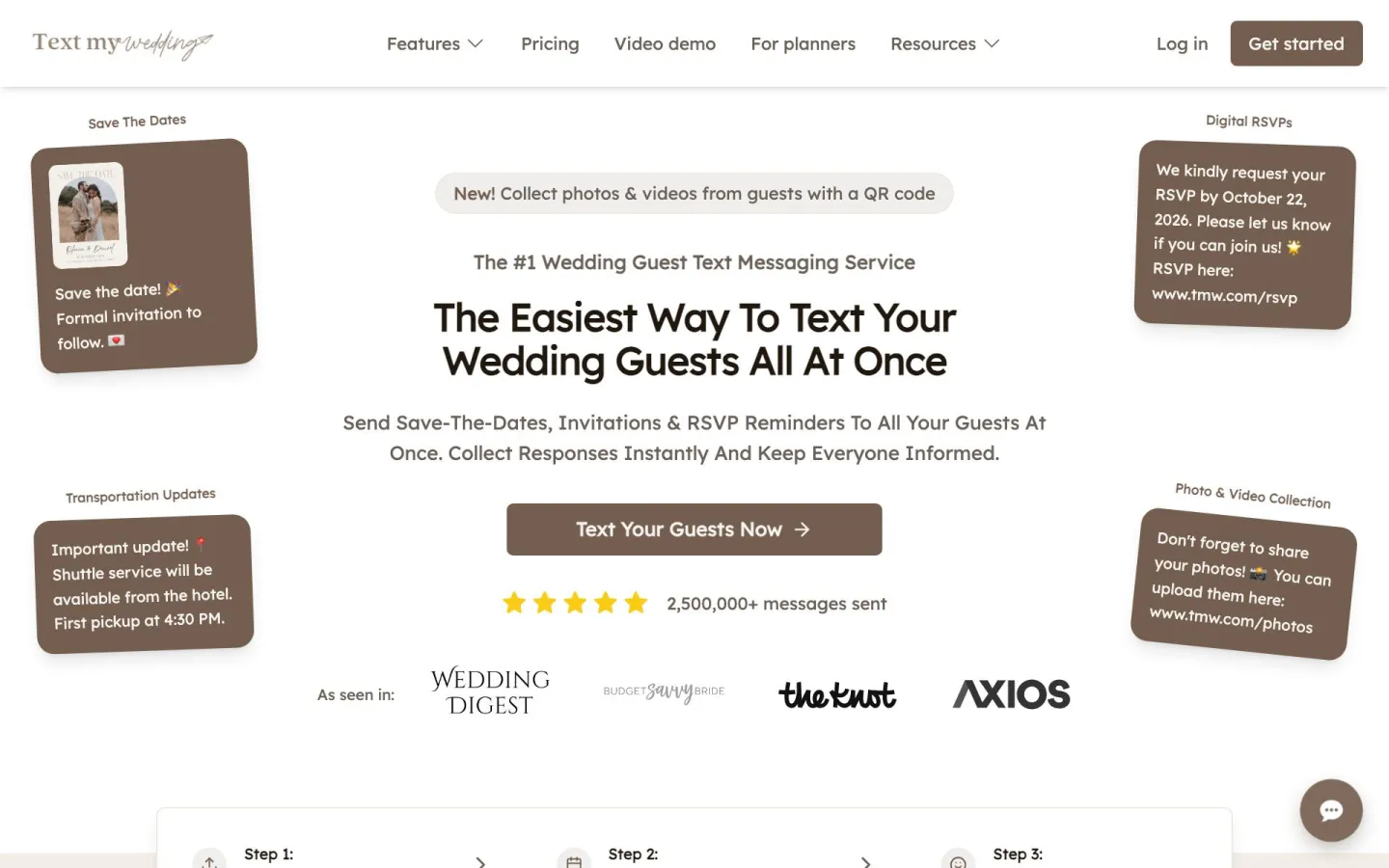Text My Wedding homepage